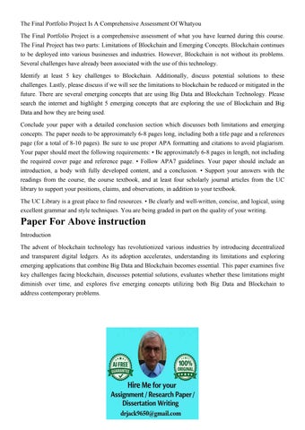 The Final Portfolio Project Is A Comprehensive Assessment Of