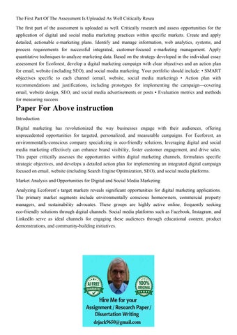 The First Part Of The Assessment Is Uploaded As Well Critica