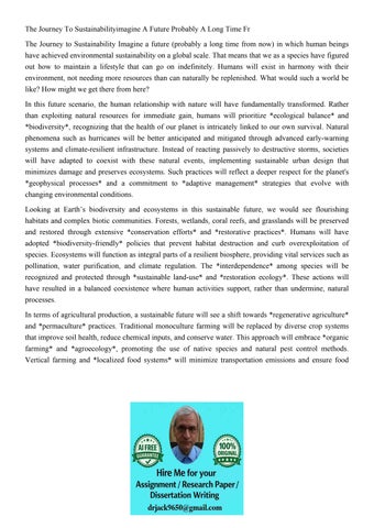 The Journey To Sustainabilityimagine A Future Probably A Lon