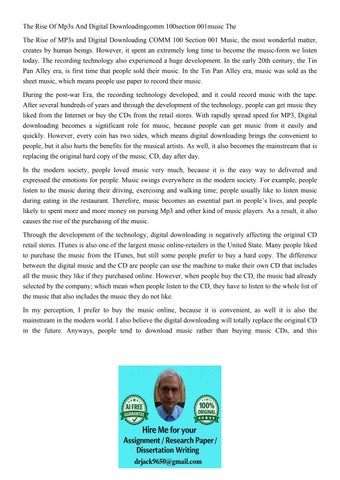 The Rise Of Mp3s And Digital Downloadingcomm 100section 001m