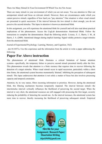 There Are Many Stimuli In Your Environment Of Which You Are 