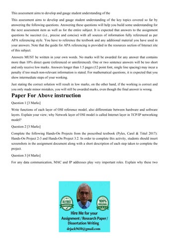 This assessment aims to develop and gauge student understand