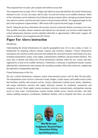 This assignment has two parts. part a prepare and submit an 