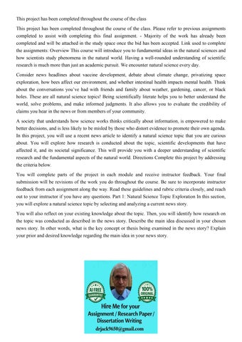 This project has been completed throughout the course of the