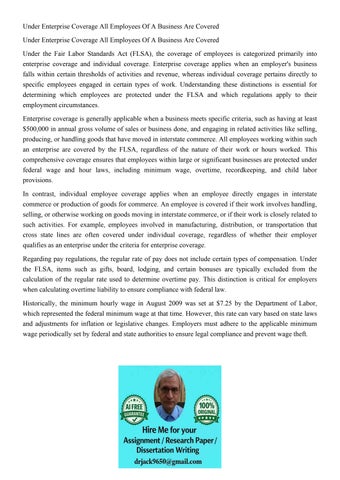 Under Enterprise Coverage All Employees Of A Business Are Co