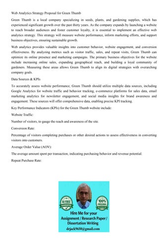 Web Analytics Strategy Proposal for Green Thumb Green Thumb 