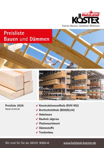 HolzLand Köster | Preisliste Bauen und Dämmen 2026