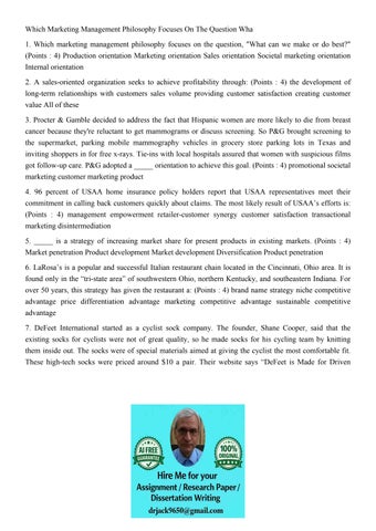 Which Marketing Management Philosophy Focuses On The Questio