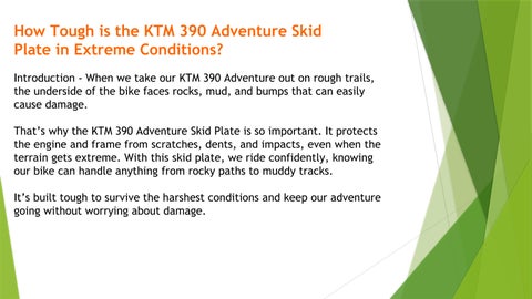 How Tough is the KTM 390 Adventure Skid Plate in Extreme Conditions