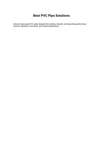 Best PVC Pipe