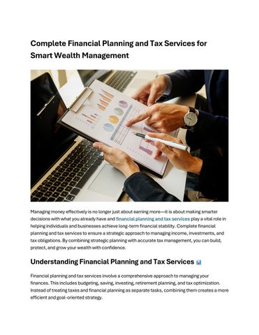 Complete Financial Planning and Tax Services for Smart Wealth Management 