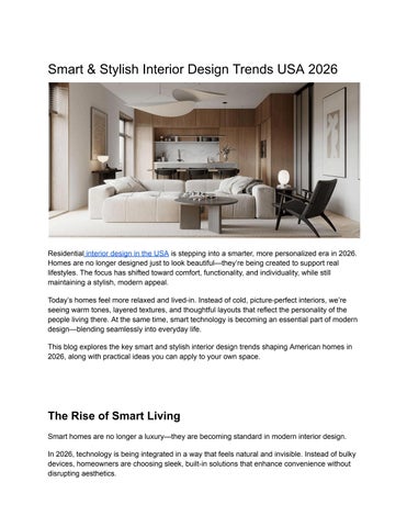 Smart & Stylish Interior Design Trends USA 2026