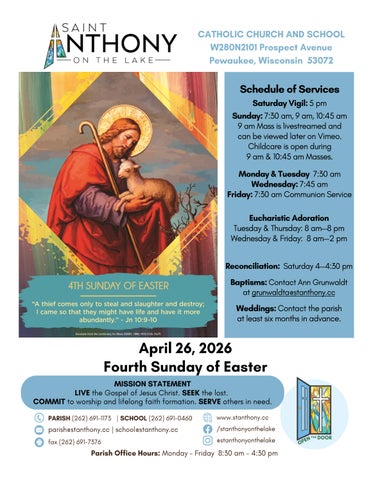 St. Anthony on the Lake Bulletin April 26, 2026