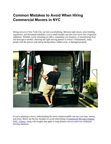Common Mistakes to Avoid When Hiring Commercial Movers in NYC
