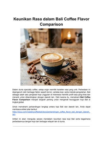 Keunikan Rasa dalam Bali Coffee Flavor Comparison