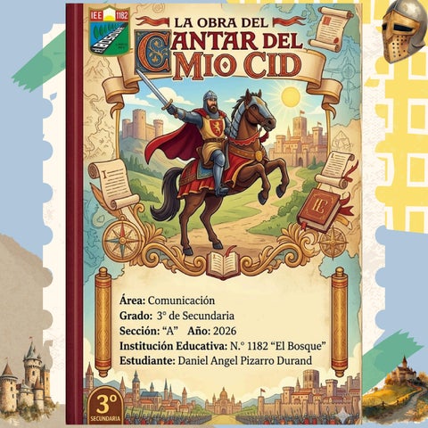 Crea una imagen animada estilo ESCENA para LA OBRA DEL “CANTAR DEL MIO CID” LA OBRA DEL “CANTAR DEL 