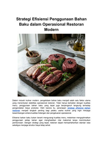 Strategi Efisiensi Penggunaan Bahan Baku dalam Operasional Restoran Modern