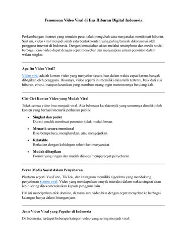 Fenomena Video Viral di Era Hiburan Digital Indonesia
