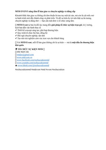 MTD EVENT nâng tầm lễ bàn giao xe chuyên nghiệp và đẳng cấp