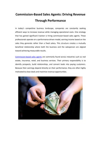Commission-Based Sales Agents-Driving Revenue Through Performance