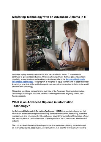 Mastering Technology with an Advanced Diploma in IT