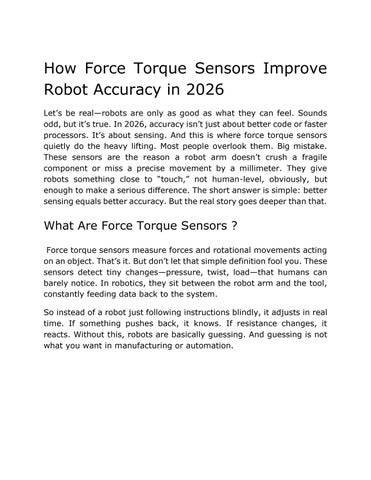 How Force Torque Sensors Improve Robot Accuracy in 2026