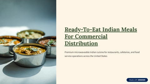 ReadyTo Eat Indian Meals For Commercial Distribution