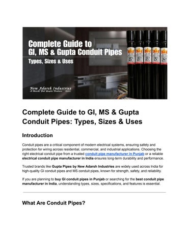 Complete Guide to GI, MS & Gupta Conduit Pipes