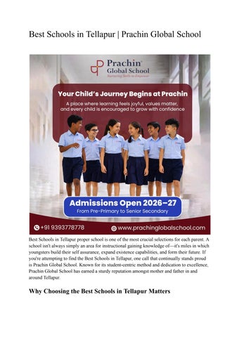 Best Schools in Tellapur _ Prachin Global School