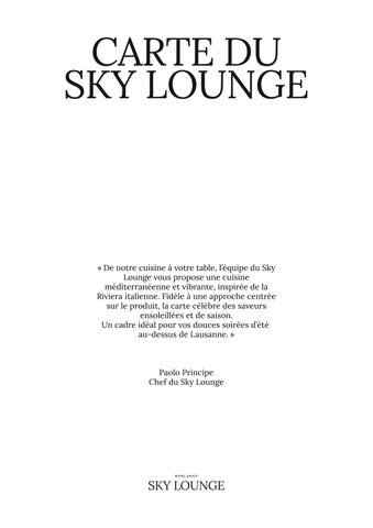 Sky Lounge Menu