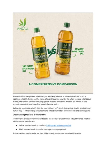 Yellow vs Black Mustard Oil: A Comprehensive Comparison By Anjaligold