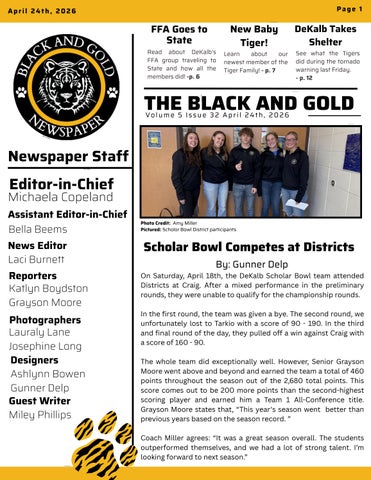 The Black and Gold Volume 5 Issue 32 April 24th, 2026
