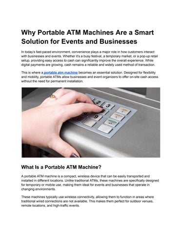 Why Portable ATM Machines Are a Smart Solution for Events and Businesses