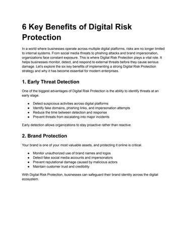 6 Key Benefits of Digital Risk Protection by CyberNX Webmasters - Issuu