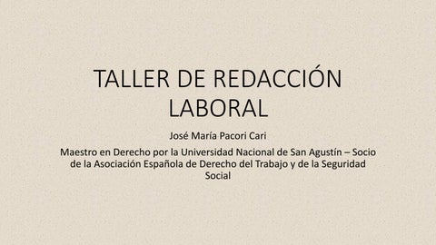  TALLER DE REDACCIÓN LABORAL – LEY 29497