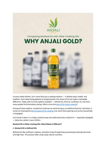 Comparing Mustard Oil with Other Cooking Oils Why Choose Anjaligold