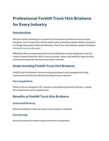 Professional Forklift Truck Hire Brisbane for Every Industry