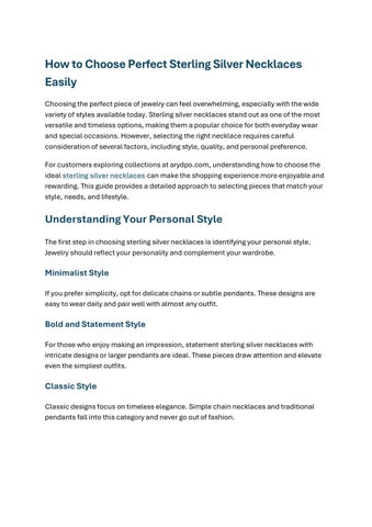 How to Choose Perfect Sterling Silver Necklaces Easily