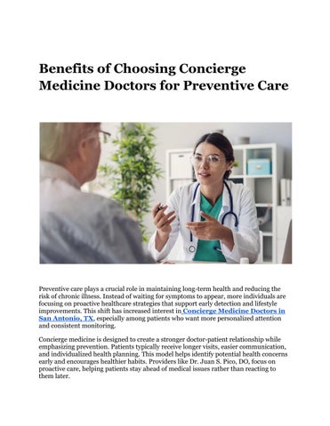 Concierge Medicine Doctors in San Antonio, TX
