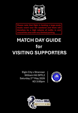 Match Day Guide - Elgin City v STRANRAER - Saturday 2nd May 2026