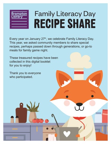Brampton Library Family Literacy Day Recipe Cards