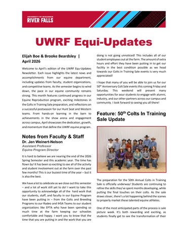 UWRF EquiUpdates Newsletter April 2026