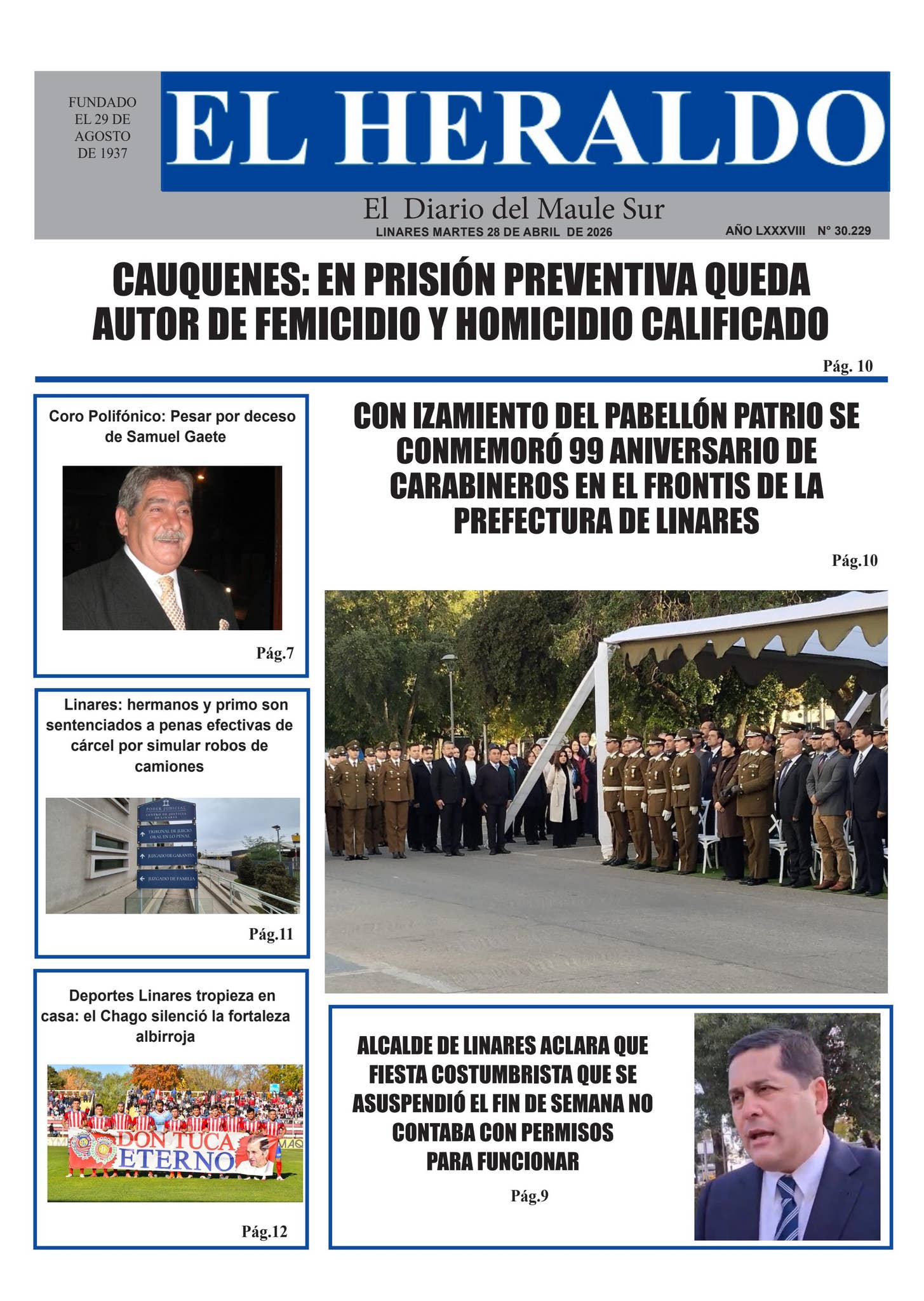 Martes 26 de abril 2026 by diario heraldo de linares - Issuu