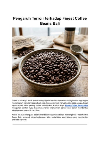 Pengaruh Terroir terhadap Finest Coffee Beans Bali