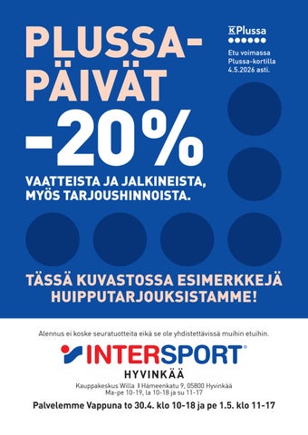 Plussapäivät Hyvinkään Intersportissa!