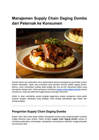 Manajemen Supply Chain Daging Domba dari Peternak ke Konsumen