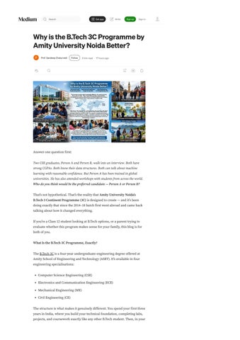 Why is the B.Tech 3C Programme by Amity University Noida Better