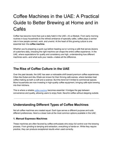 Coffee Machines in the UAE_ A Practical Guide to Better Brewing at Home and in Cafés