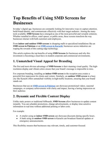 Top Benefits of Using SMD Screens for Businesses