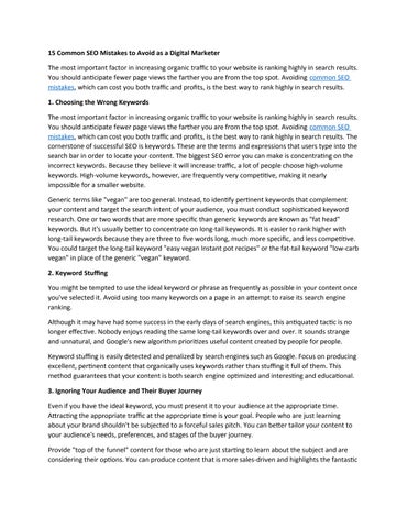15 Common SEO Mistakes to Avoid as a Digital Marketer